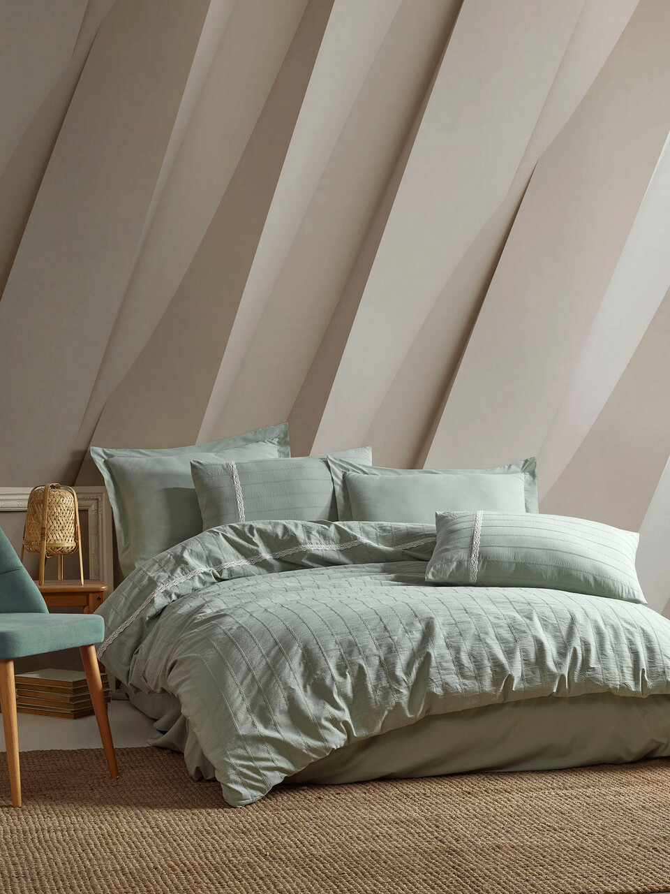 Lenjerie de pat dubla, L'essentiel Maison, Jasmin, Verde - imagine 4